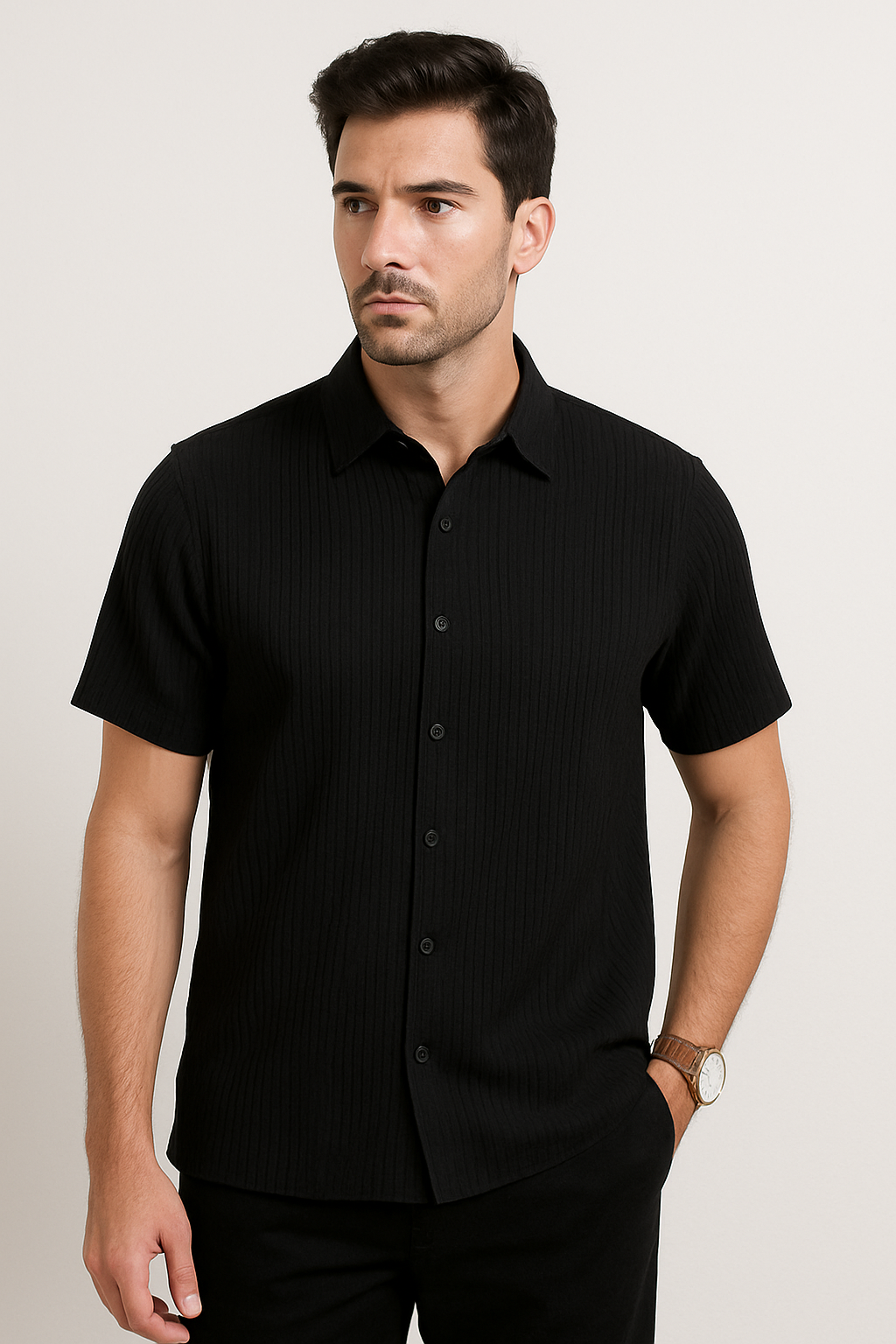 Fancy Popcorn Shirts for Men – Solid Design | BLACK AND WHITE | Set of 2 at ₹299-459 | Velours Blanc